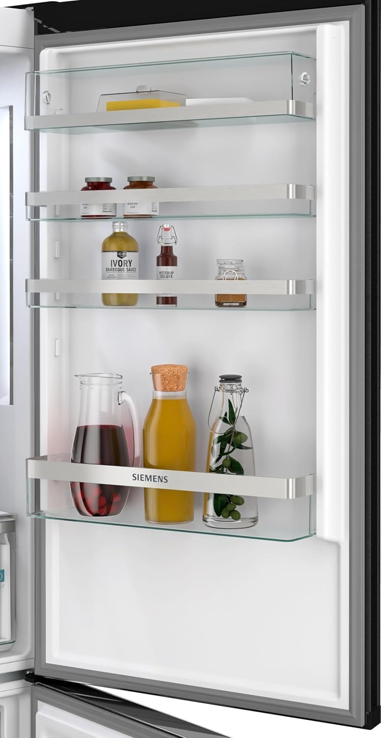 Siemens KG49N4XAF, iQ500, Freistehende Kühl-Gefrier-Kombination, Gefrierbereich unten, 440 l, Total noFrost, hyperFresh, extrem leise, LED Beleuchtung, 203 x 70 cm, Gebürsteter Stahl AntiFingerprint