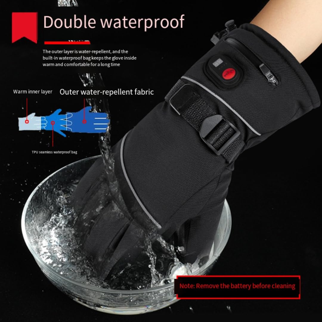 Guantes eléctricos con batería recargable impermeables para deportes al aire libre, esquí, equitación, correr y conducir, guantes térmicos para actividades de invierno