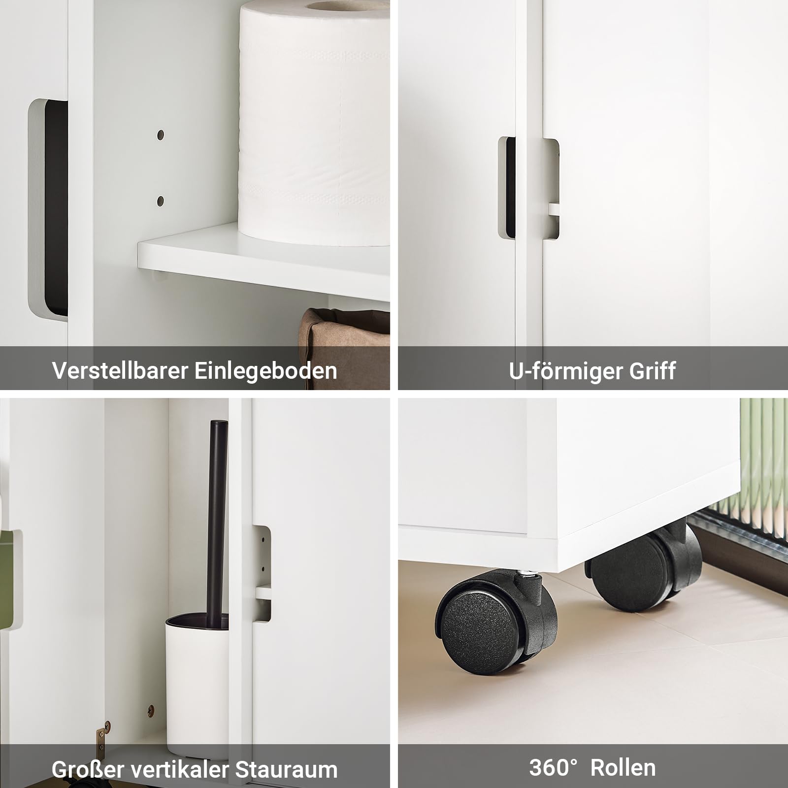 SoBuy Badezimmerschrank Nischenschrank auf Rollen 70x71x20 cm
