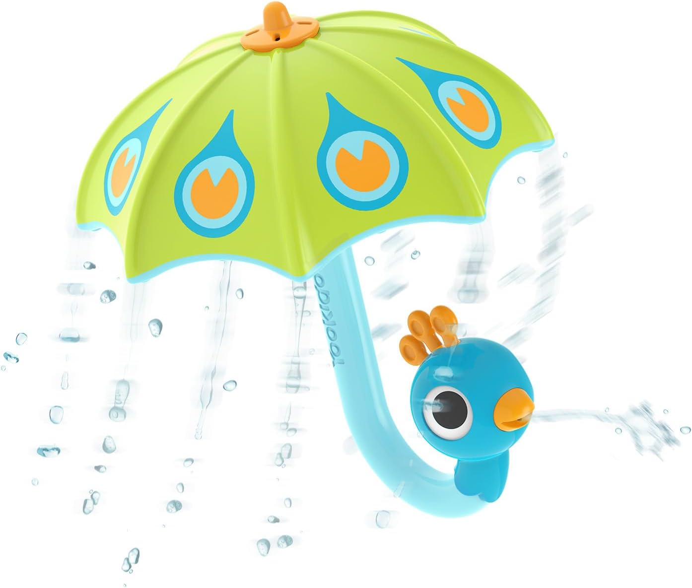 YookidooFill N Rain Bath Toy - Interactive Peacock Umbrella Bathtub Play for Babies & Toddlers - Fun and Educational Water Game with Bubbles and Rainfall Effect for 1-2-Year-Olds (Green)