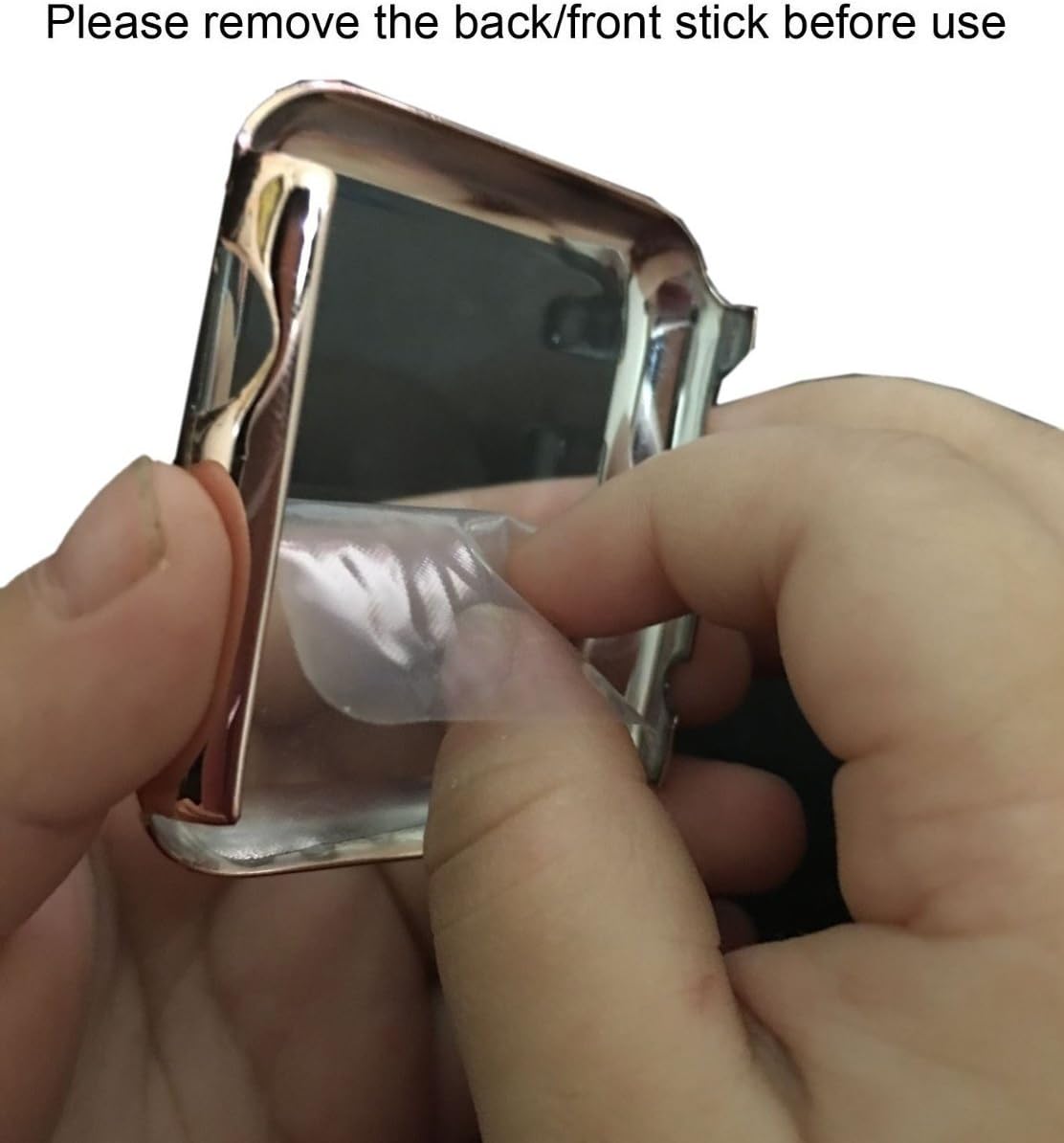 Josi Minea Protective Snap-On Case with Built-in iWatch 3 Clear Glass Screen Protector - Shockproof & Anti-Scratch Shield Guard Full Cover Compatible with Apple Watch Series 3 [ 38mm - Rose Gold ]