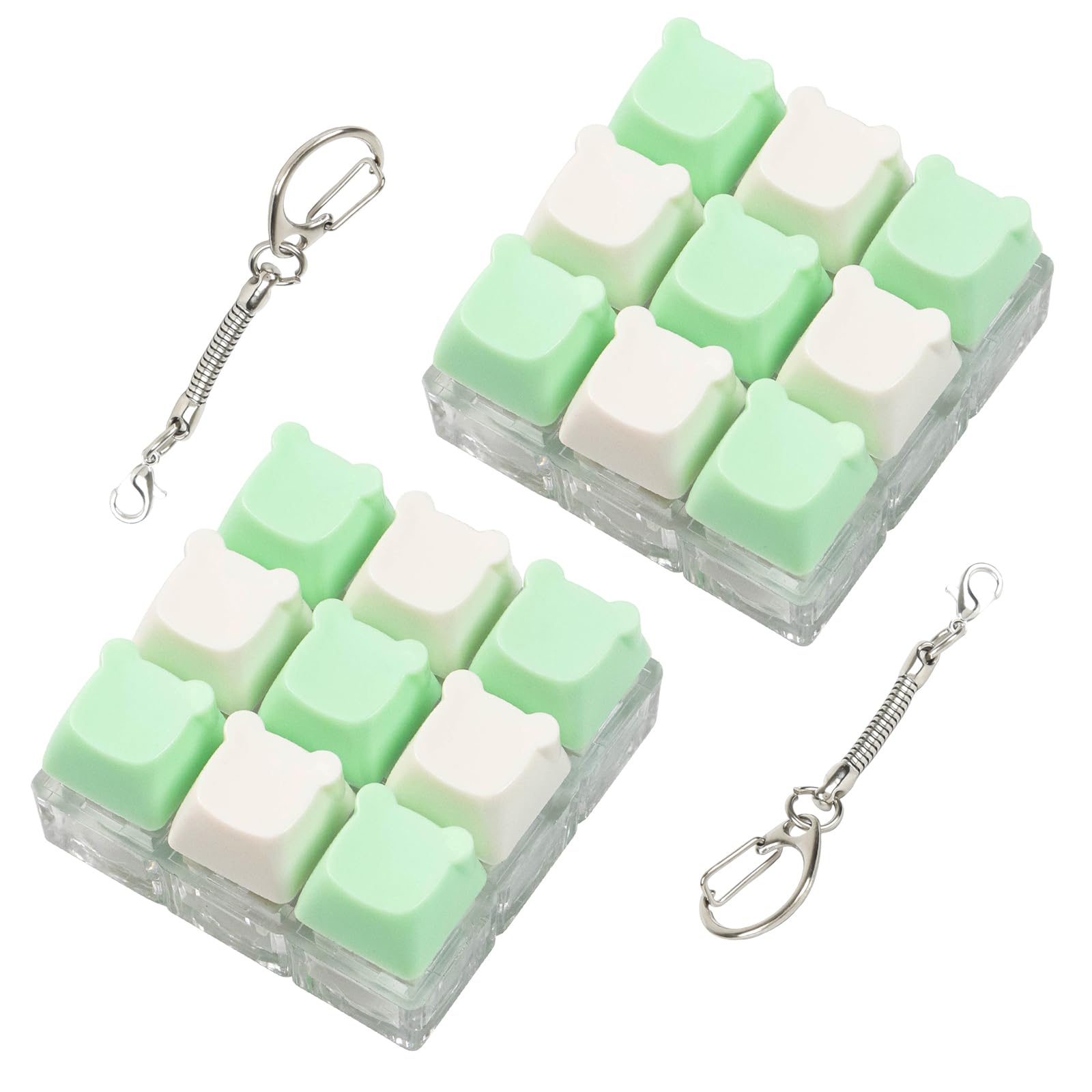 Photo 1 of 2 Pcs Green Keyboard Fidget Toy, Cute Fidget Clicker Keyboard Keychain, 9 Keys Loud Keyboard Fidget for Adult to Relife Stress Pass Time