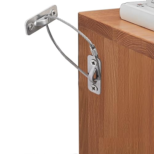 Paquete de 10 anclajes para muebles a prueba de bebés, correas de muebles para evitar caídas y antipuntas, aparador o gabinete a anclajes de pared,