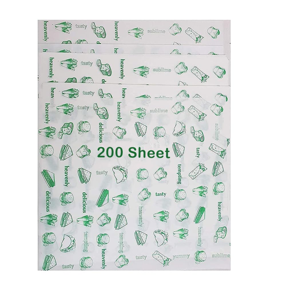 JASMINE & GLORY Parchment Paper Sheets (200 Count) | Premium Non-Stick, Pre-Cut, Oven Safe & Re-heatable Butter Paper for Baking, Cooking & Everyday Food Storage