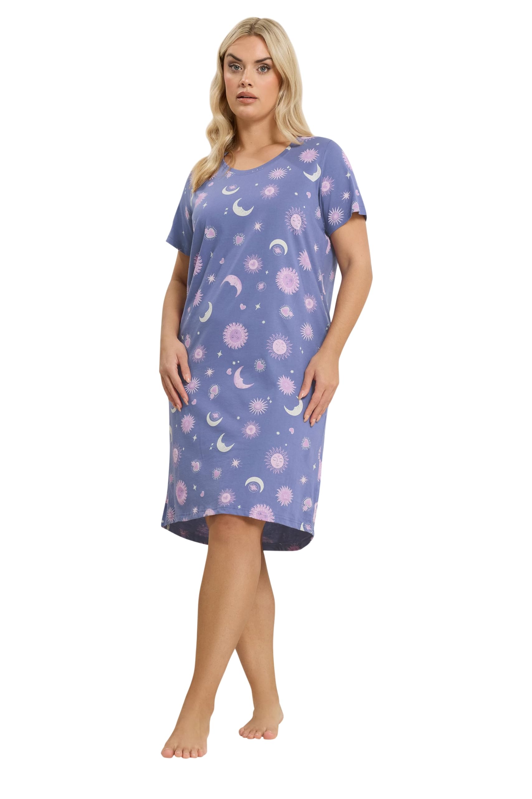 Yours Women's Celestial Dipped Back Nightdress in Purple | Size: 30-32