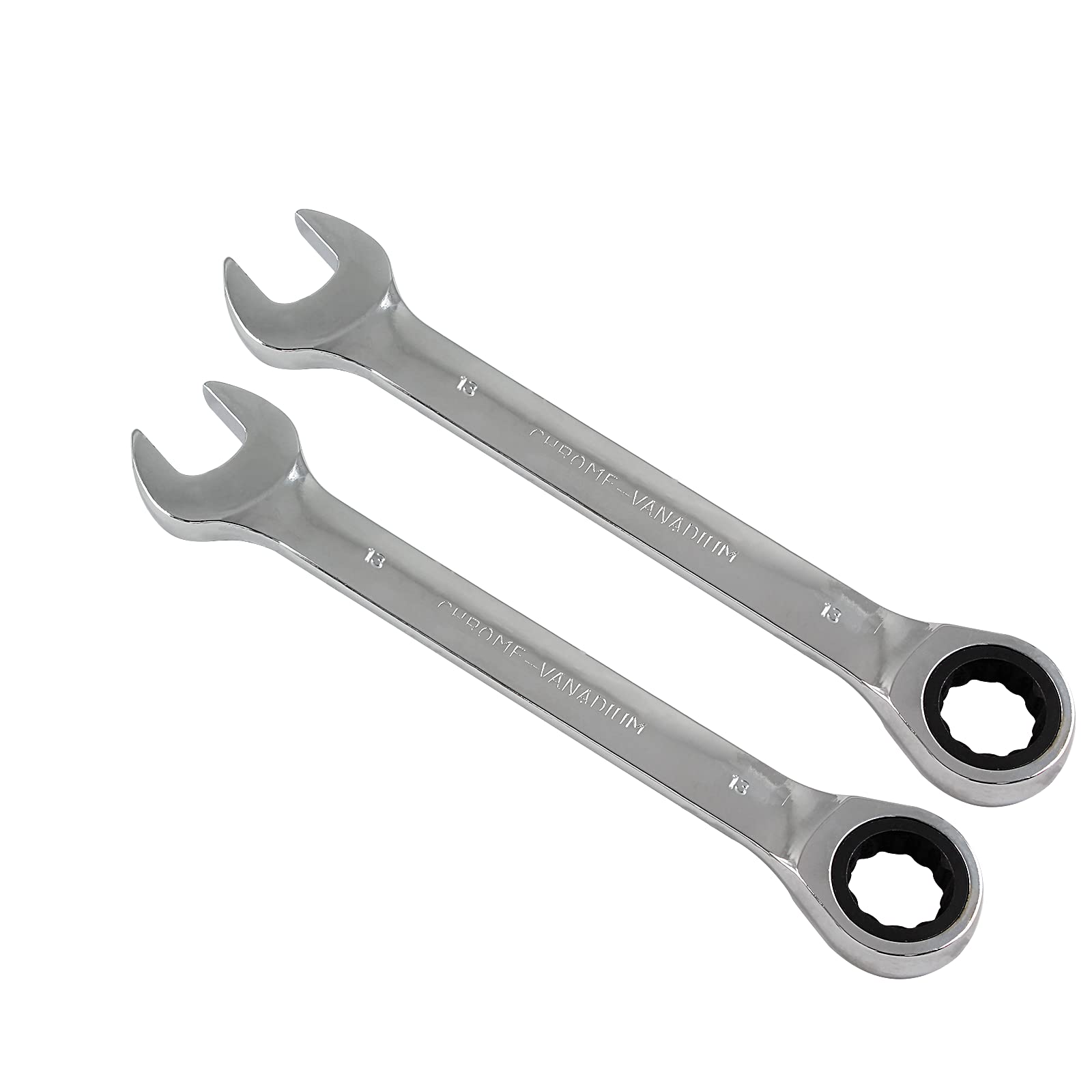 2 Pcs 13mm Ratchet Combination Wrench, Metric 72-Tooth