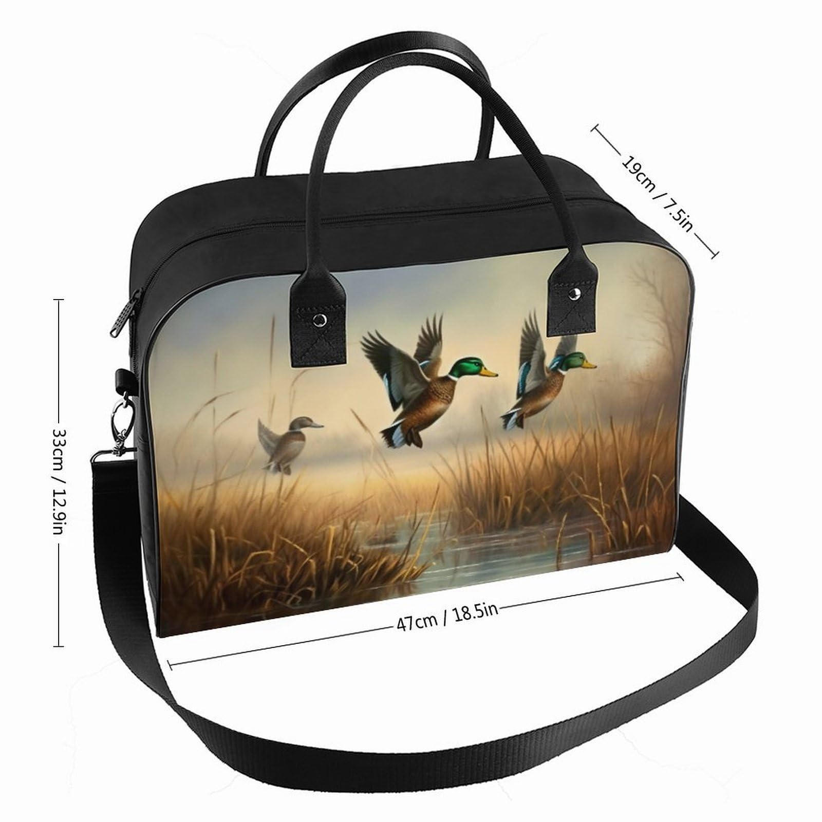 Hunting Flying Wild Laptop Tote Bag Casual Travel Handbag Multi Pocket Shoulder Bags for Work Travel