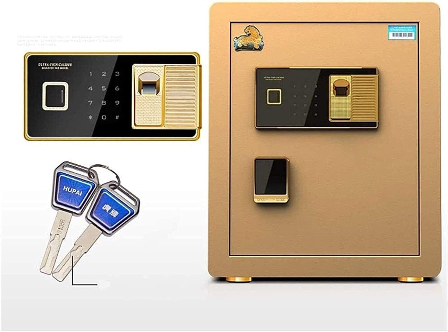 Fireproof Waterproof and for Home, Hotel Safes Lock Boxes Business Cash Use Storage Electronic Deluxe al Security Box, My (Gold 33 X Safe