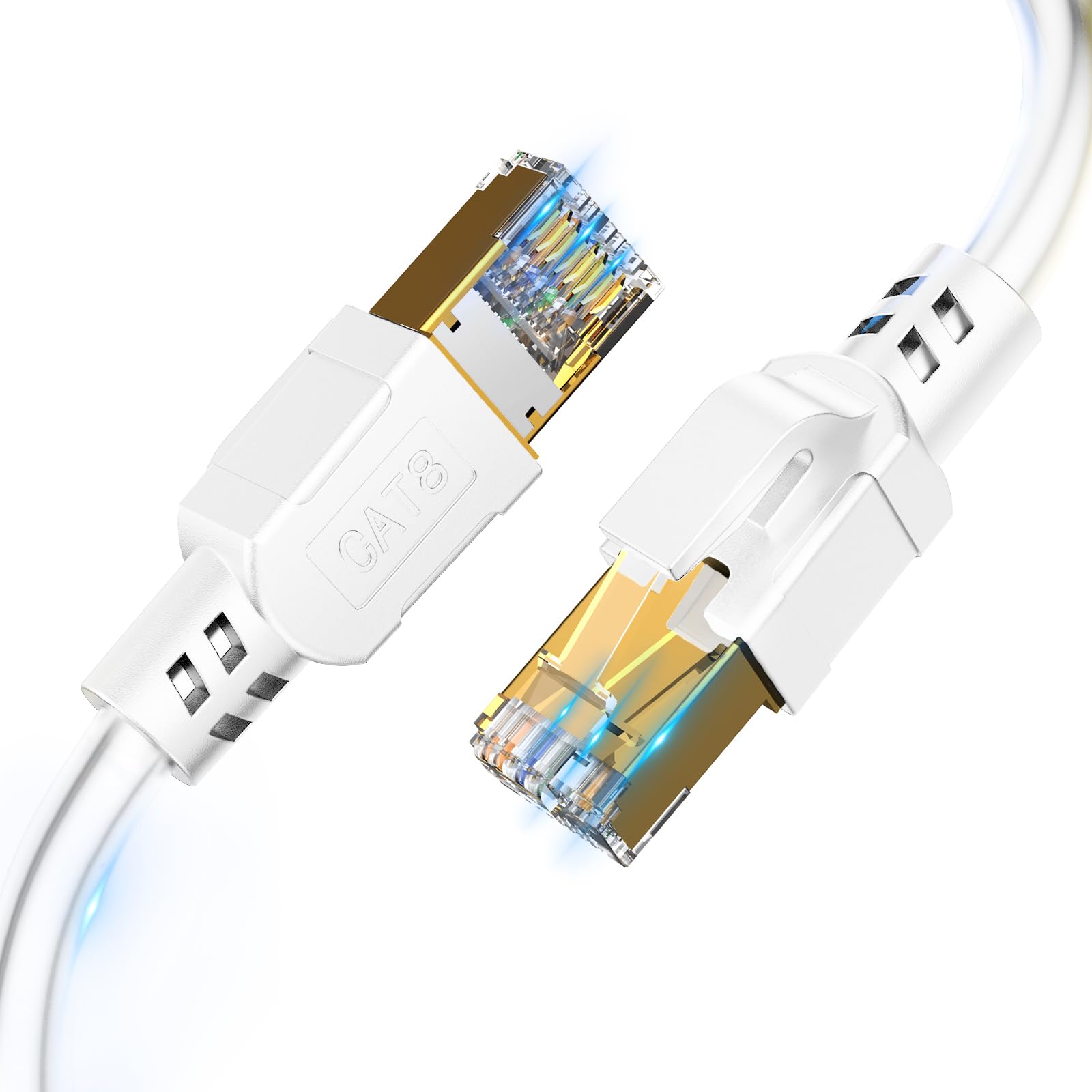 Cat 8 LAN Kabel 25m, 40Gbps Netzwerkkabel 2000 MHz Ethernet Kabel Gigabit F/FTP Patchkabel mit rj45 Stecker für PS5/4, Xbox, Modem, TV, Switch, Laptop, Router, Schneller als Cat 8/7/6（Weiß）