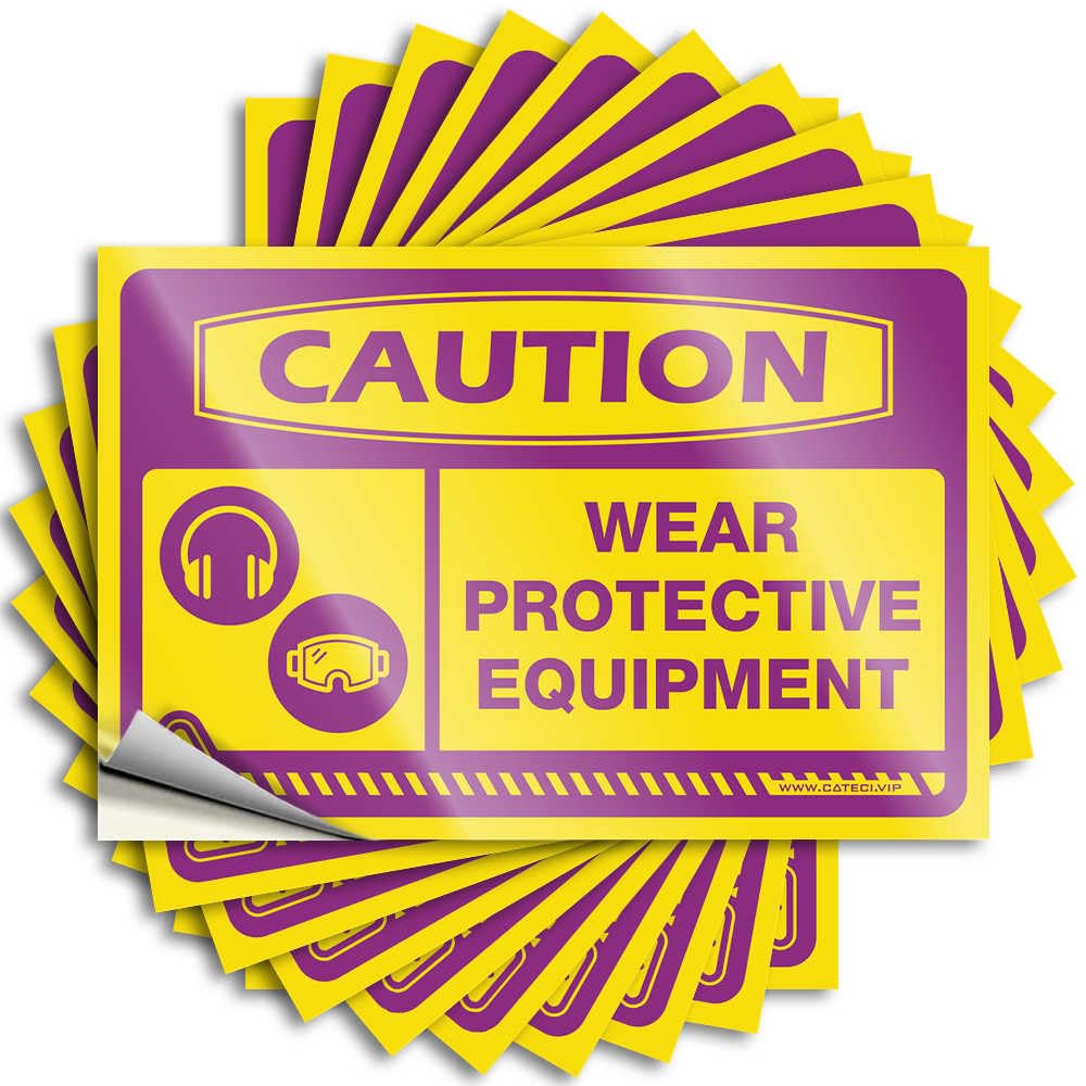 Fzfn Colour Stuff Bumper Decal | Caution Wear Protective Equipment Fun Durable Vinyl Sticker Easy Apply For Exterior(6X9cm)