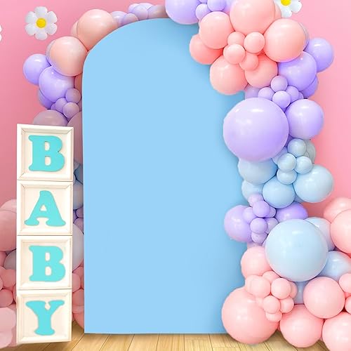 Miniatura 5 de MODFUNS Cubierta de arco de 6.6 x 3.3 pies, color azul claro, cubierta de arco de elastano, cubierta de arco superior redonda, telón de fondo