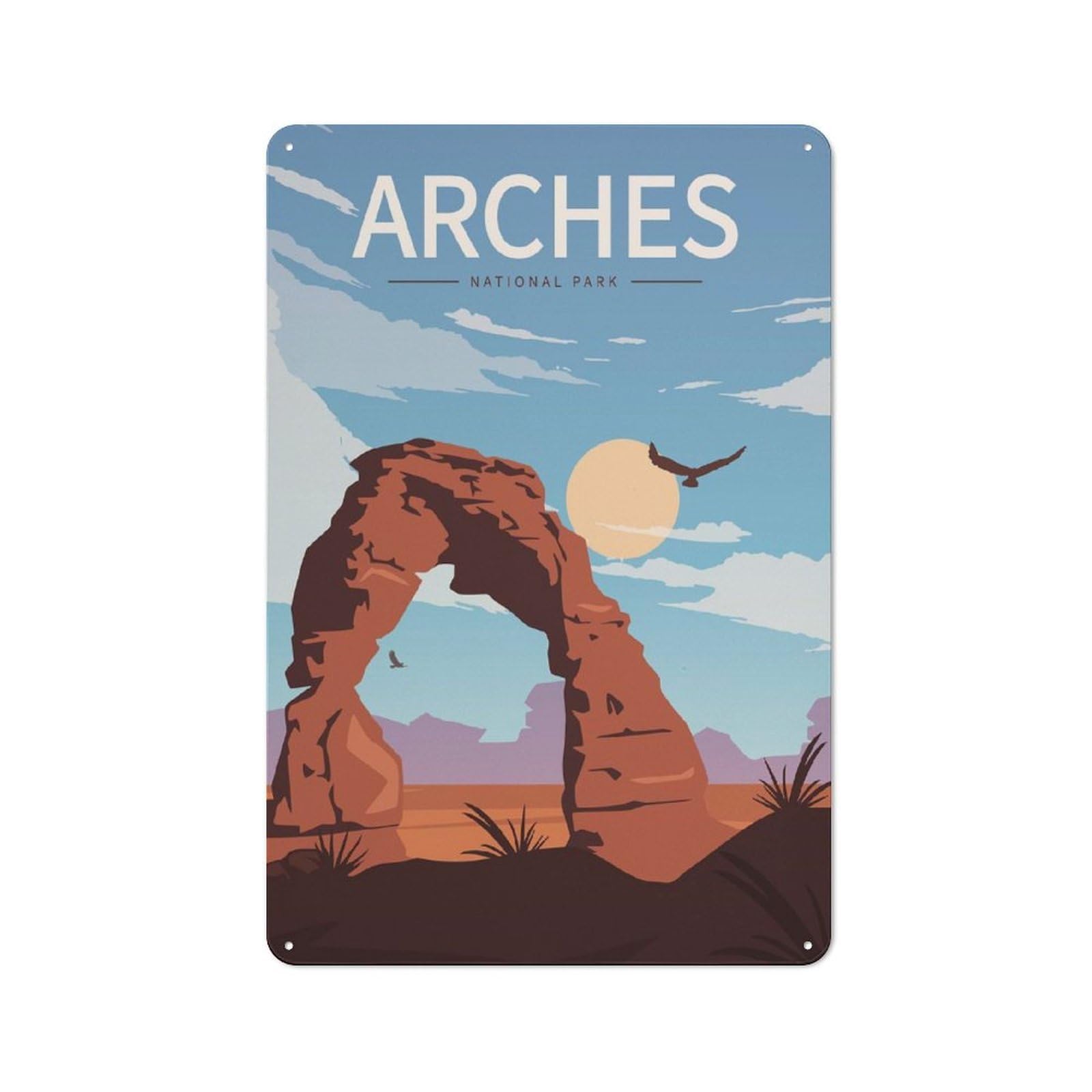 Junmoney Style-22 Creative Arches National Park Travel Tin Sign 30X20cm, Study Room Decor For Workspace, Cafe, Shop Or Desk Area