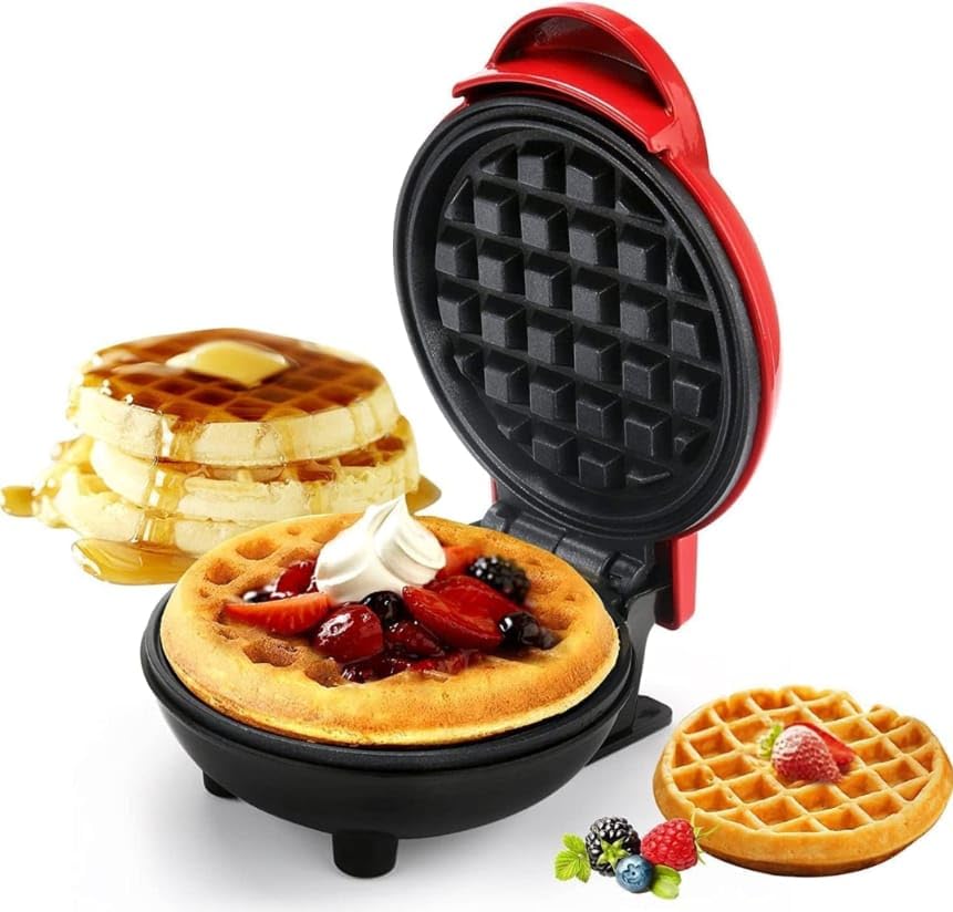 3 in 1 Mini Waffle Maker Machine | 4 Inch Electric Nonstick Waffle Iron | 350W Compact Breakfast Maker for Pancakes, Sandwich & Snacks | Easy Clean Portable Kitchen Appliance-image-9