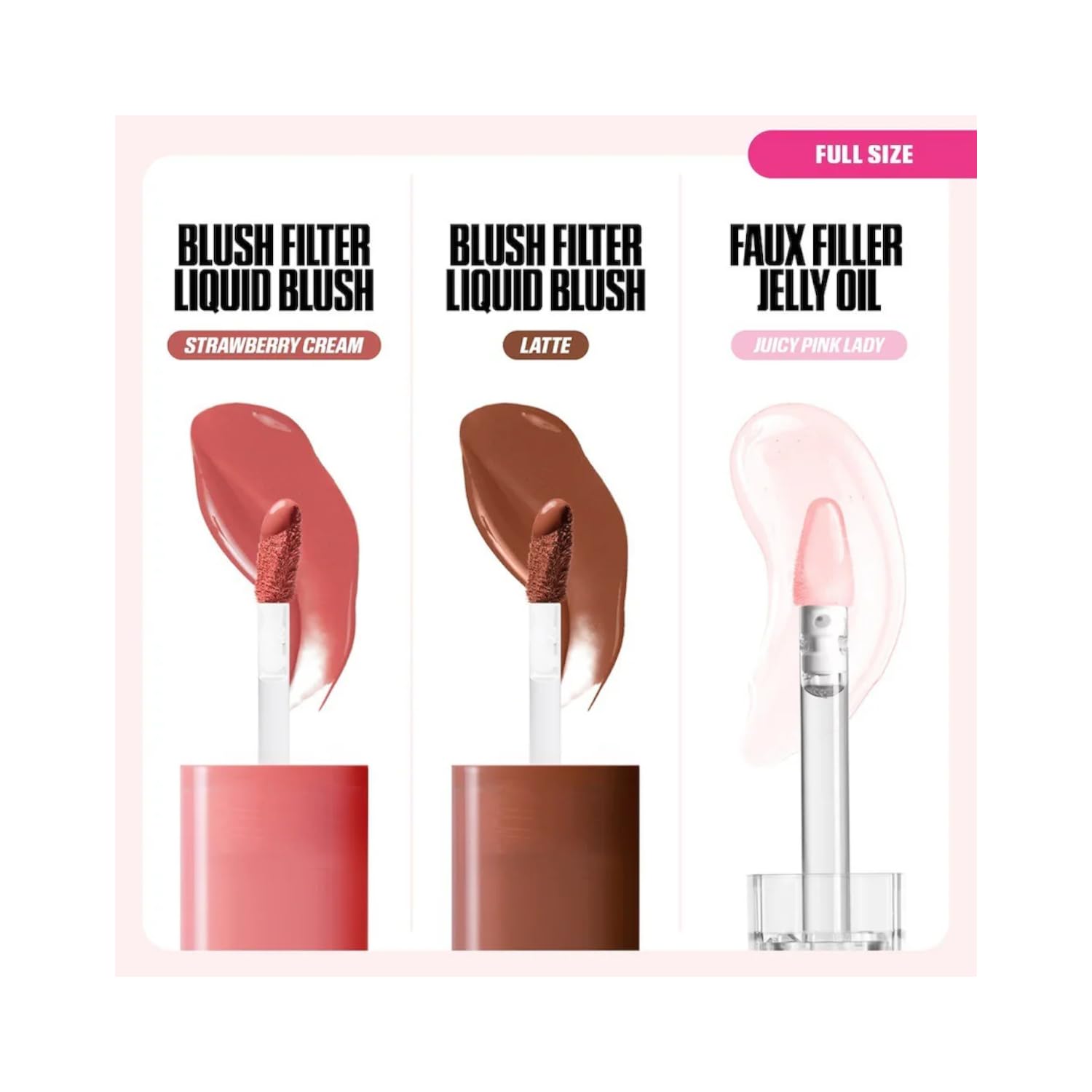 Huda Beauty Lip & Cheek Best-Sellers Bronze Nudes Set, 2 Liquid Blush und Faux Filler Lip Oil, Strahlender Finish
