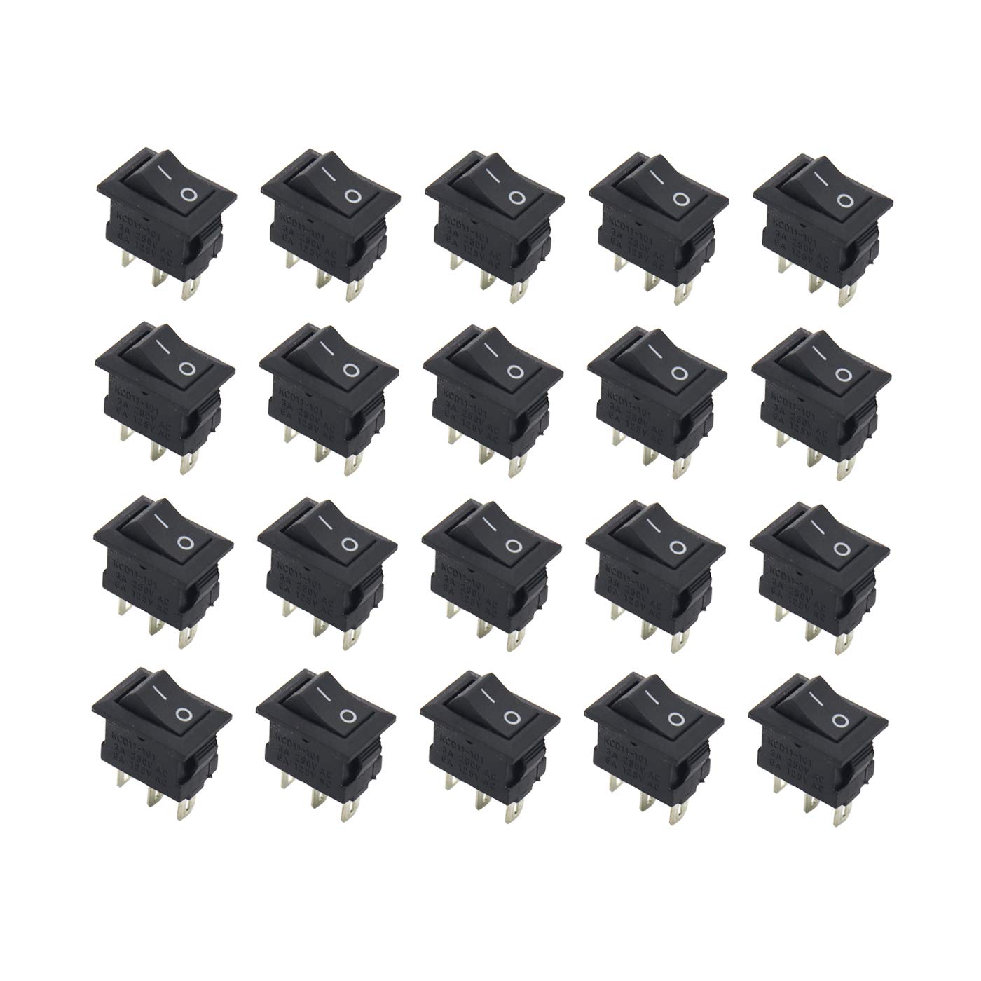 Electronic Spices Pack of 20 Spdt On/Off/On Mini Black 3 Pin Rocker Switch Ac 6A /250V 10A /125V (B08S6KL6FS) Amazon Price History, Amazon Price Tracker