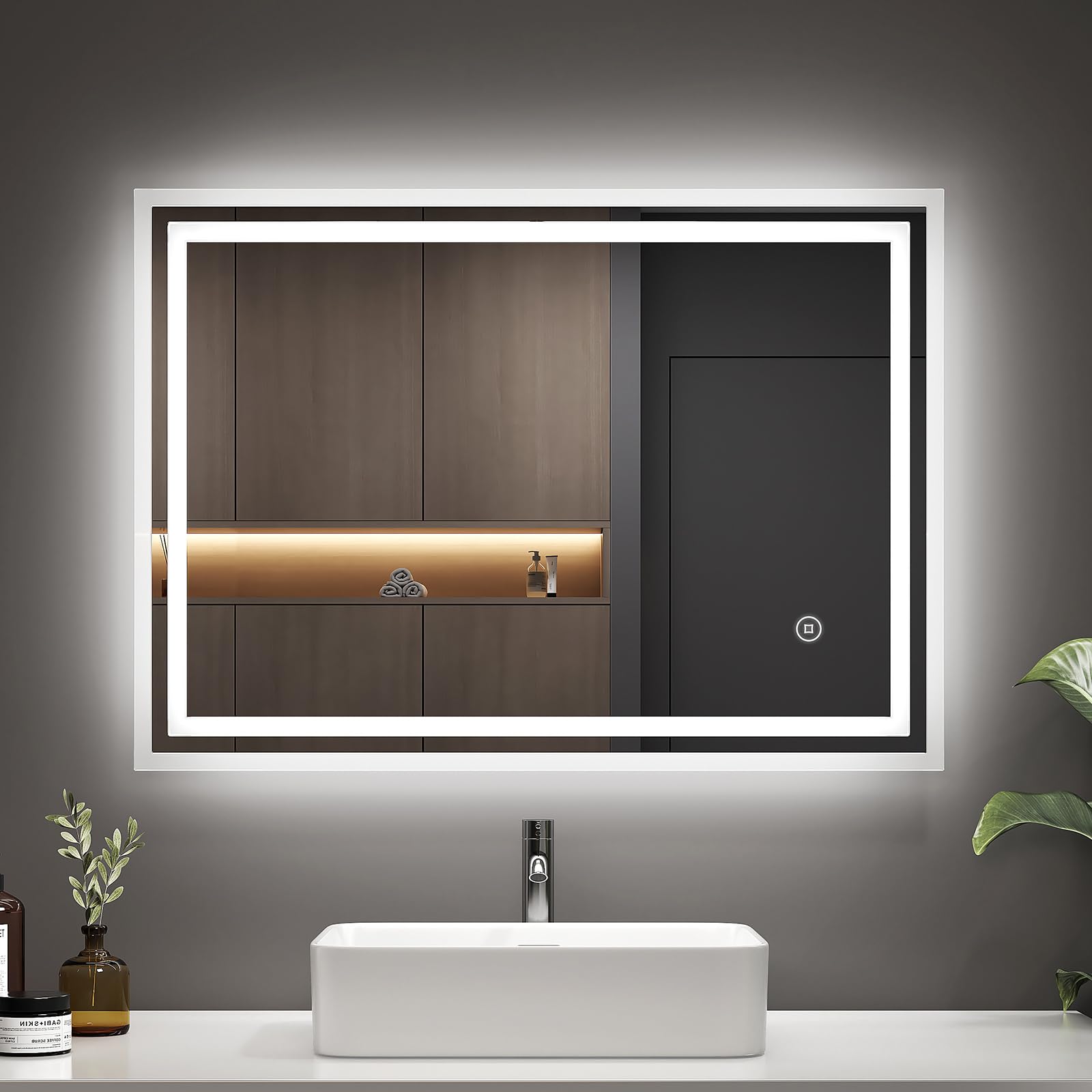 EMKE 500 × 700 mm LED Bathroom Mirror, Shaver Socket, Touch Control
