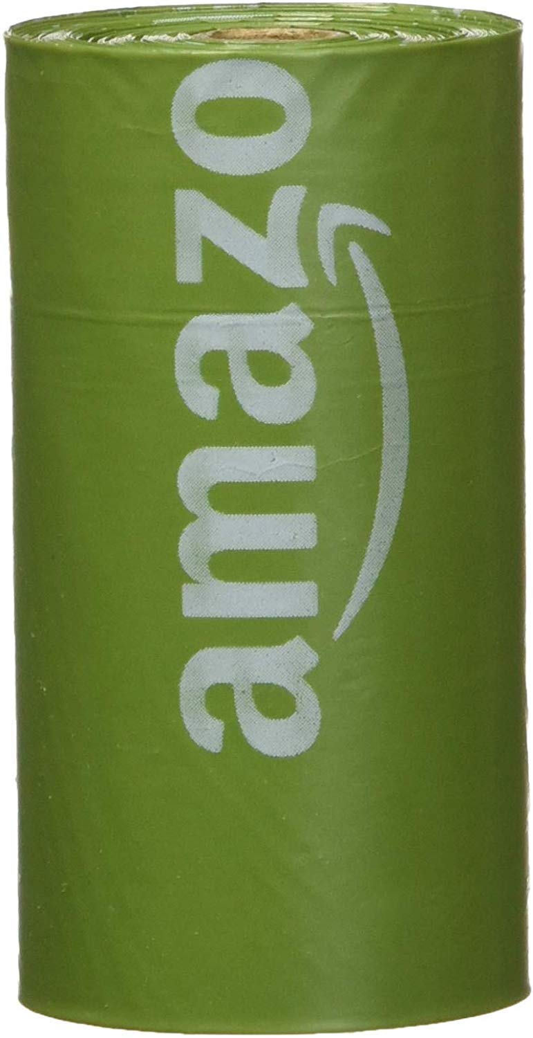 Amazon BasicsDog Poop Bags with Dispenser and Leash Clip, Unscented, 33.02 CM x 22.86 CM - 270 Count (15 Bags per Roll, 18 Rolls)