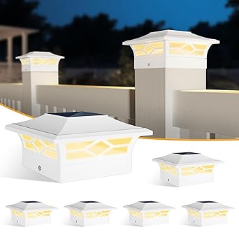 JOFIOS Solar Fence Post Lights, 4x4 Solar Post Cap Lights for Vinyl Fence, Solar Deck Lights Outdoor Warm White/Cool White Lighting, Solar Post Lights Outdoor Waterproof White Decorate Garden Pathway?