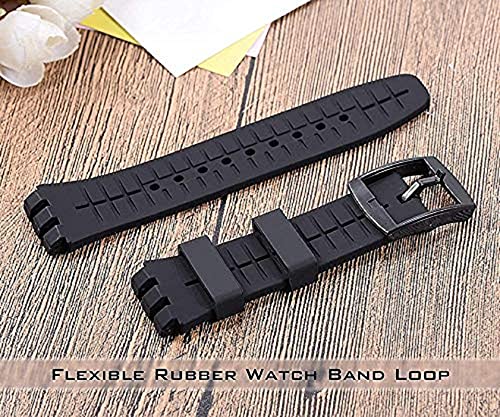 Image of SAVOIR 20 mm Rubber Silicone Watch Band Watch Strap Loops /Keepers Holder Retainer Loop Replacement - Black color Watch Band Loop -