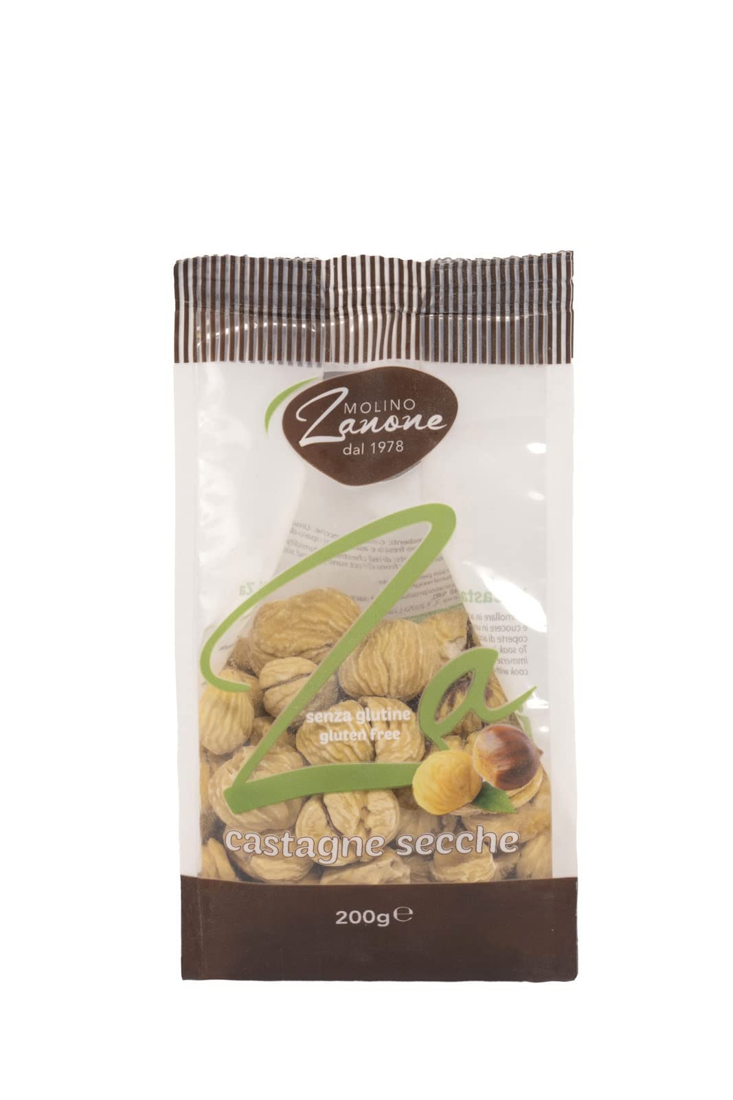 Molino Zanone Castagne Sgusciate Secche Frutta Essiccata Gluten Free Frutta Secca Origine Italiana Snack Naturale Ideale Per Spuntini E Ricette, Pacco 200g.