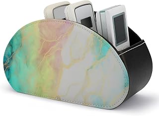 Marble Print Leather Remote Control Organizer Box Desk Caddy Organizer