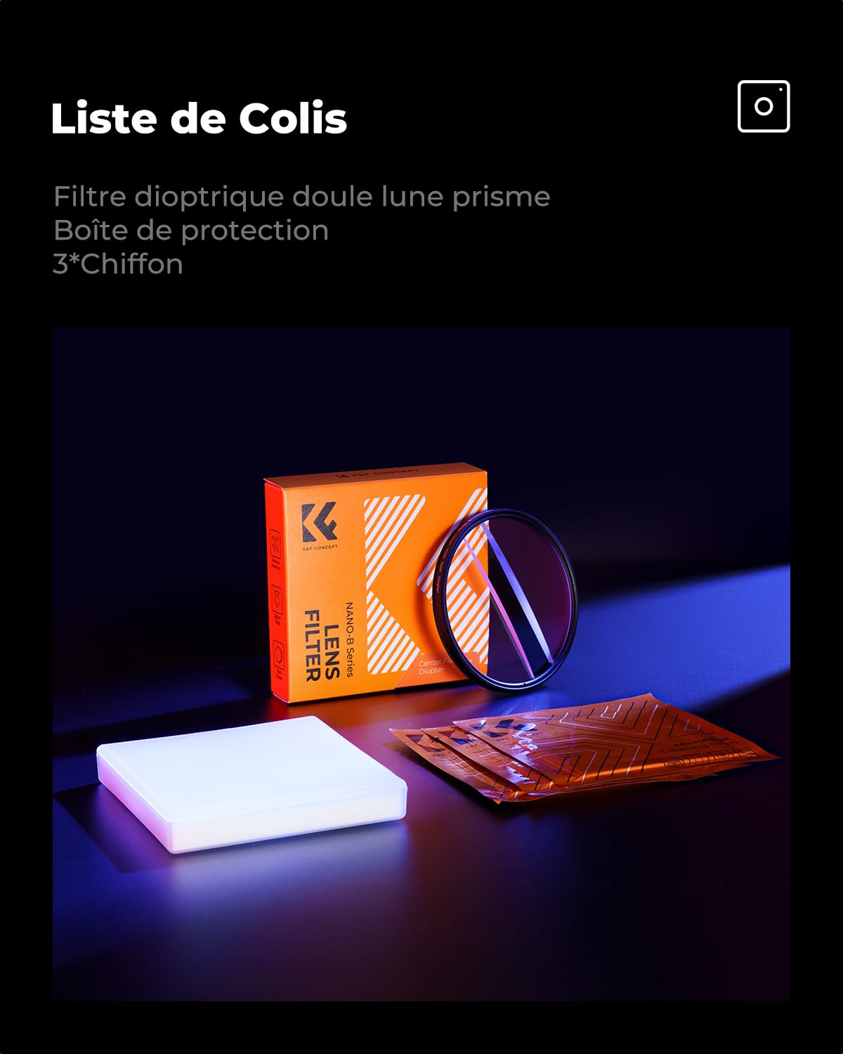K&F CONCEPT 82mm Filtre Dioptrique Doule Lune Prisme Effet Speciaux Imperméable Anti des Rayures Léger HD pour Objectif