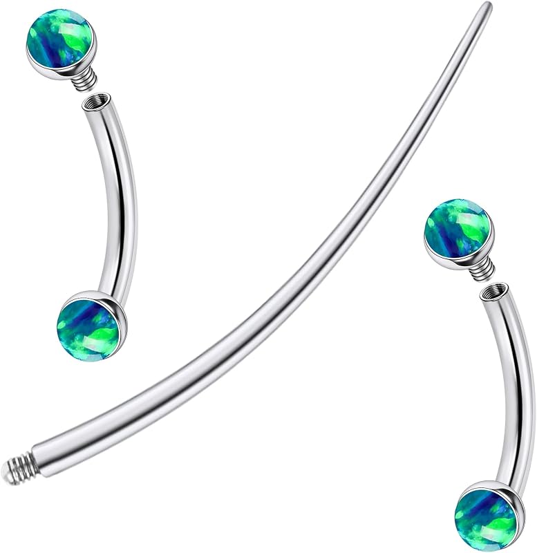 F136 Titanium 16g 6/8/10mm Opal Eyebrow/Rook/Snug/Vertical-Labret/VCH/Snake-Eyes/Anti-Tragus/Christina/Daith/Belly-Button/Bridge/Hood/Surface Curved Barbell Piercing Jewelry for Women Men