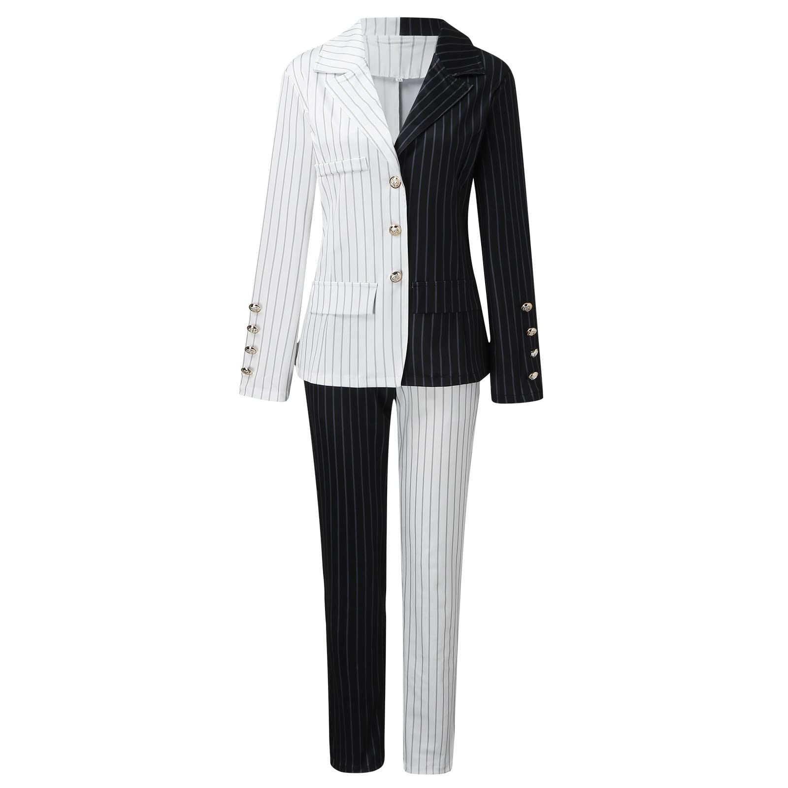 ADMAY Conjunto de 2 piezas para mujer de verano - Chaqueta ligera informal ligera de 2 piezas - Abrigo fino - Chaqueta de oficina de manga larga - Pantalones de trabajo de oficina + monos informales