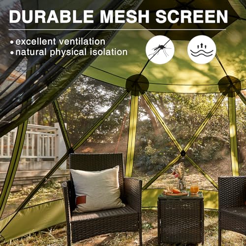 Image of EVER ADVANCED Pop up Screen House Tent for Camping 11.5 x 9.8 ft, Instant Screened Gazebo Canopy with Netting, Portable Shelter Enclosure for Outdoor, Backyard