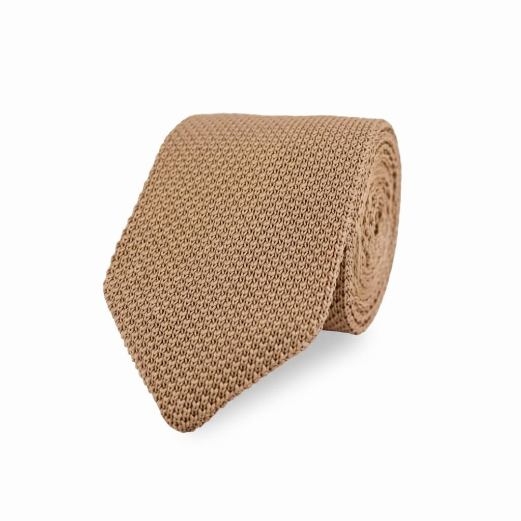 The Gents Lab Men's Mocha - Diamond End Knitted Neck Tie Made From 100% Soft Polyester | Over 20+ Colours (Mocha)