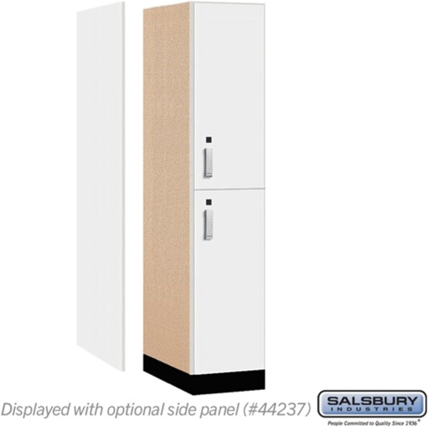 Salsbury 15" Wide Premier Wood Locker-Double Tier-1 Wide-6 Feet High-24 Deep-Arctic White-Silver Electronic Locks