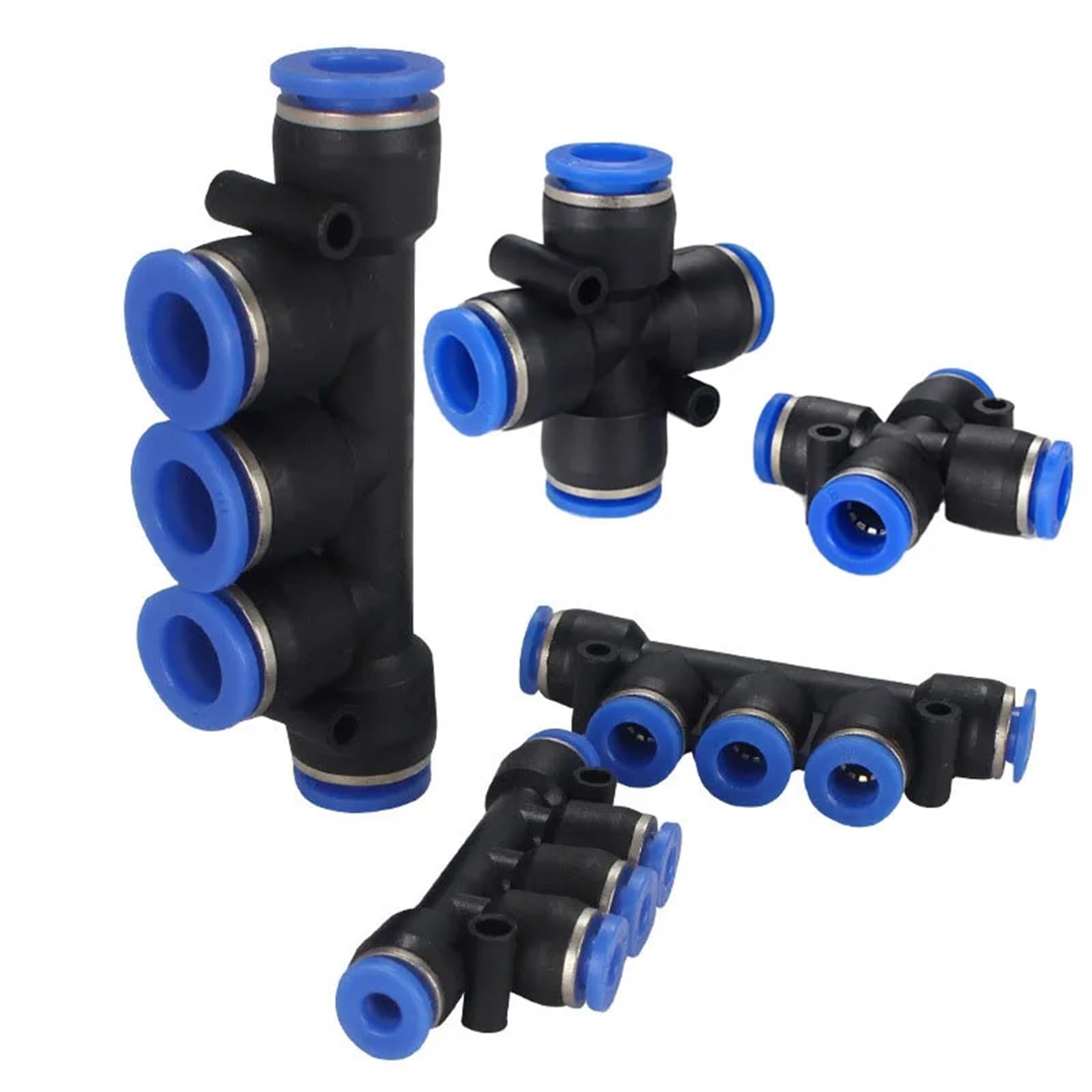 Raccordi pneumatici in plastica a 4 vie a 5 vie, connettori rapidi per tubo dell'acqua, connettore ad aria spinta veloce da 4 mm, 6 mm, 8 mm, 10 mm, 12 (PZA-8)