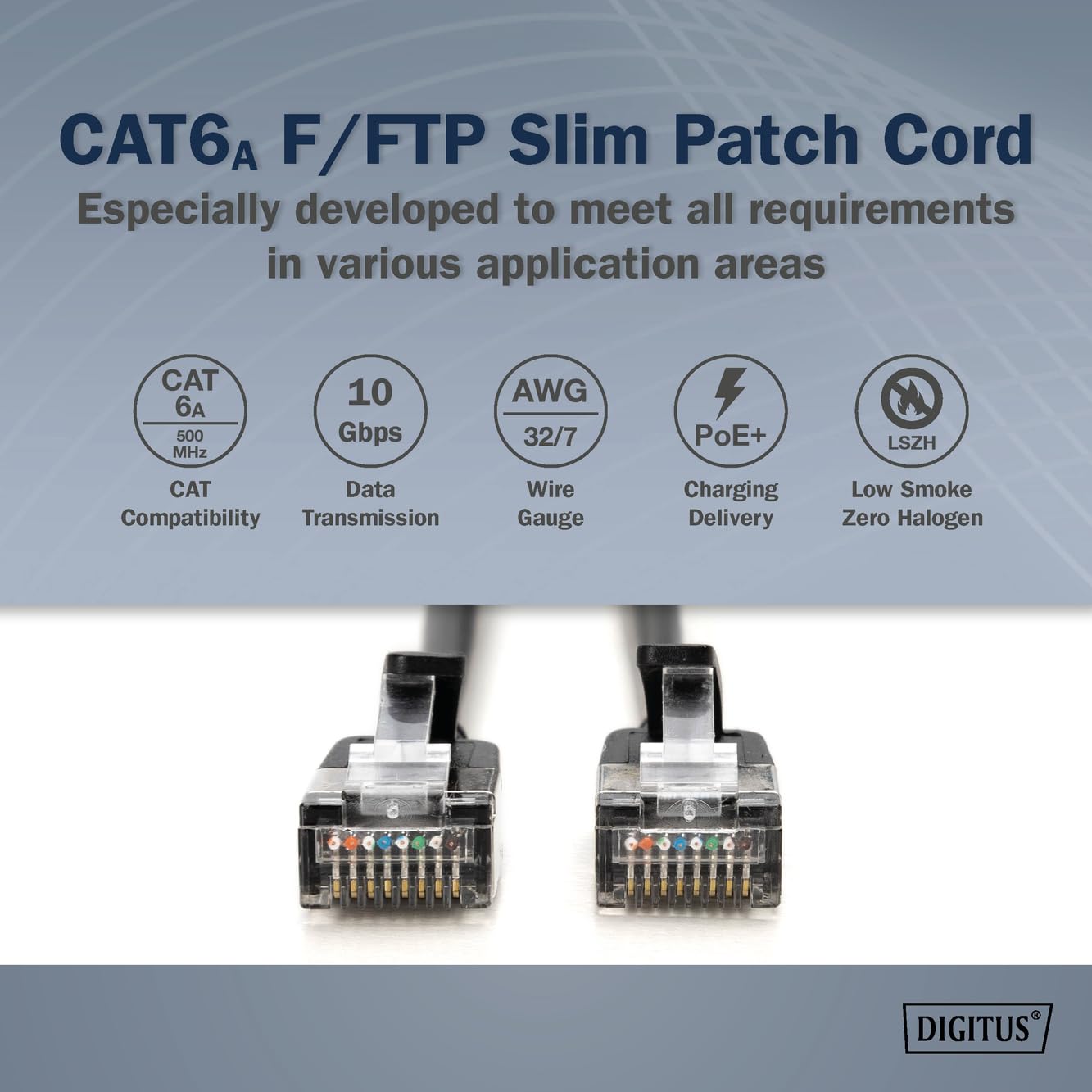 DIGITUS Câble LAN Cat 6A – 3 m – 10 pièces – Slim – F/FTP – Noir | 10 Gbit/s – Blindé – PoE+ – AWG 32/7 – LSZH – Câble réseau RJ45 – Compatible Cat 6 et Cat 7