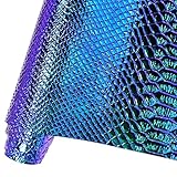 HYANG Holographic Snake Embossing Blue PU Faux Leather Sheets,Very Suitable for Making DIY Crafts,Handbags Leather Earrings, Bows,Sewing etc 1Rolls 12
