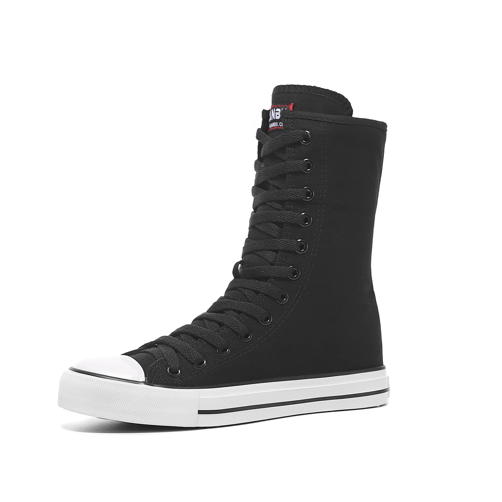 Momuk Zapatillas altas de lona para mujer con cordones de moda para mujer
