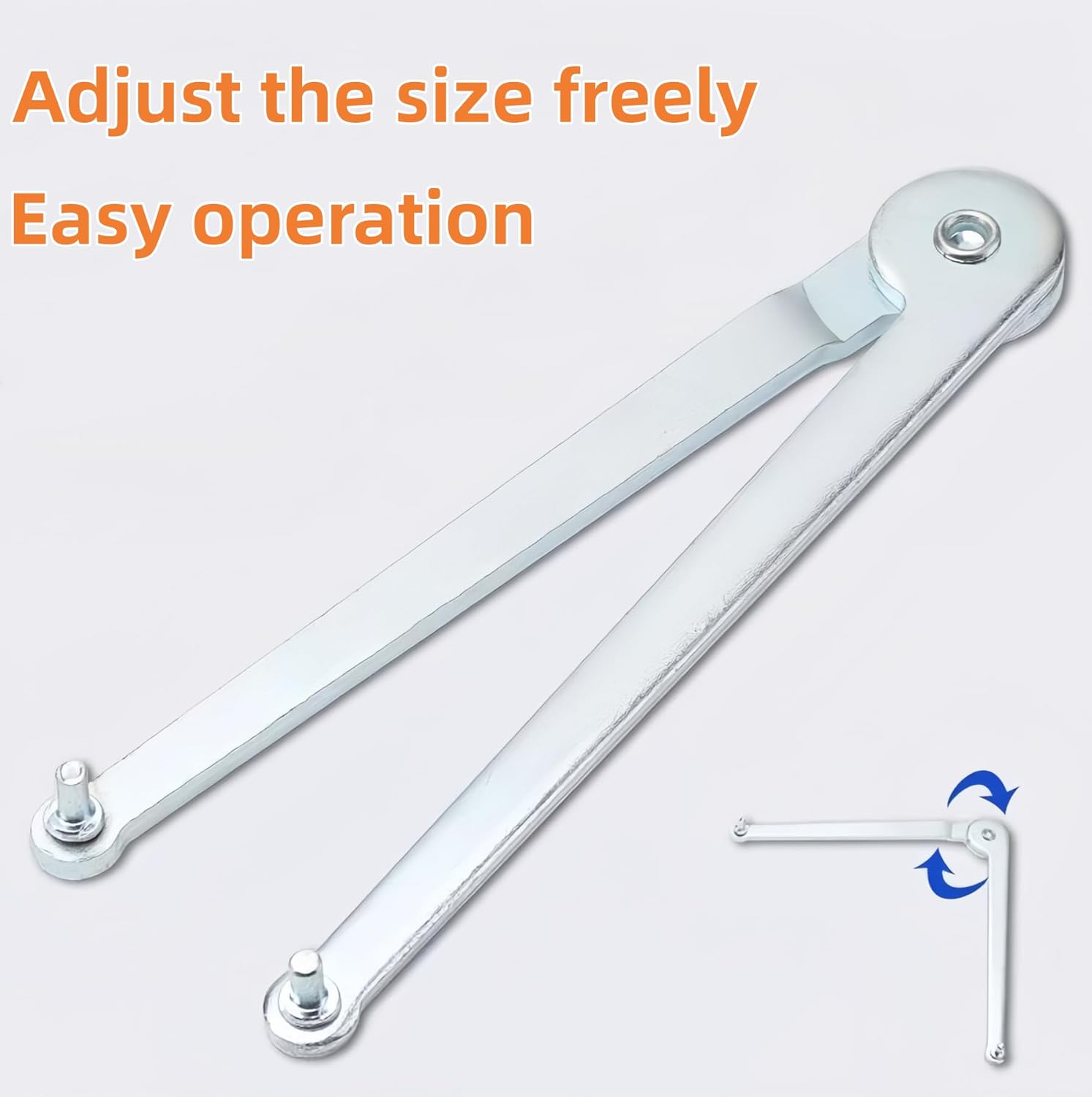 Universal Adjustable Angle Grinder Wrench, Pin Spanner Lock Nut Tool for Replacing Backing Pads and Round Nuts with Drilled Holes on Grinders（2Pack）