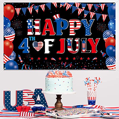 Happy-4th-of-July-Backdrop-Banner-Independence-Day-Patriotic-Theme-Bunting-Banner-Fourth-of-July-Party-Supplies-White Happy 4th of July Backdrop Banner Independence Day Patriotic Theme Bunting Banner Fourth of July Party Supplies White