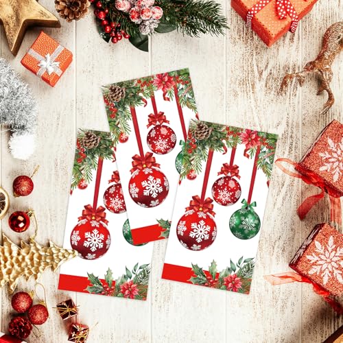 Christmas Paper Napkins,3 Ply Christmas Napkins Disposable Red White Green Dinner napkins Xmas Table Decorative,Guest Hand Towel for Bathroom Home Kitchen christmas Holiday(80 Pcs) – Image 4