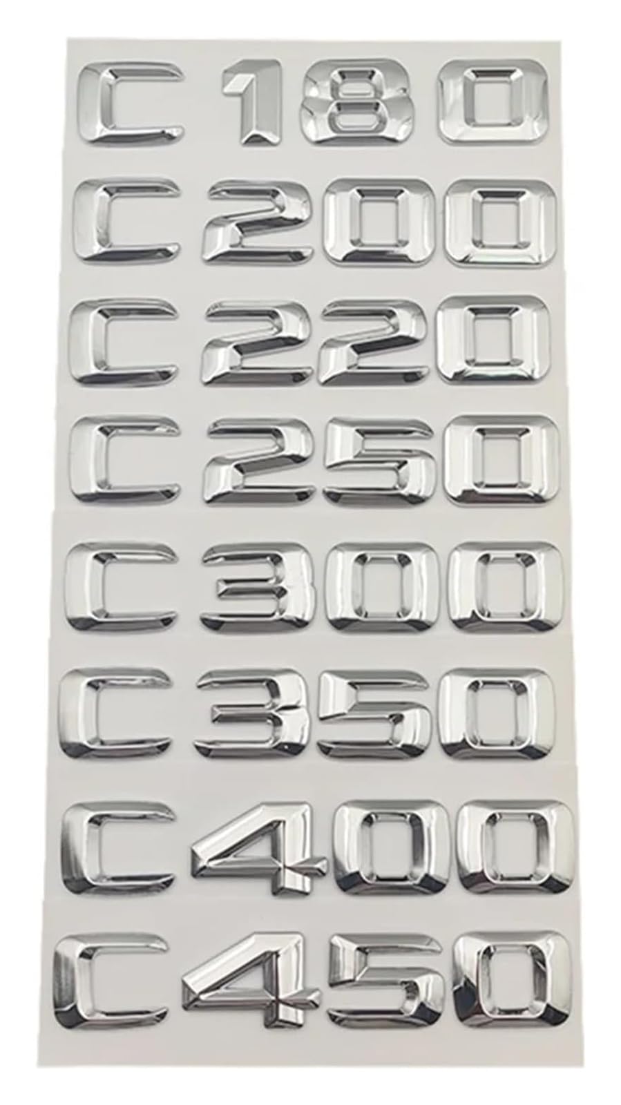 3D ABS Black Logo C200 C180 C300 C400 C220 Emblem Letters Sticker Car Trunk Badge W203 W204 W205 Accessories(Glossy Black 2014-16,C220)(Chrome 2014-16,C350)