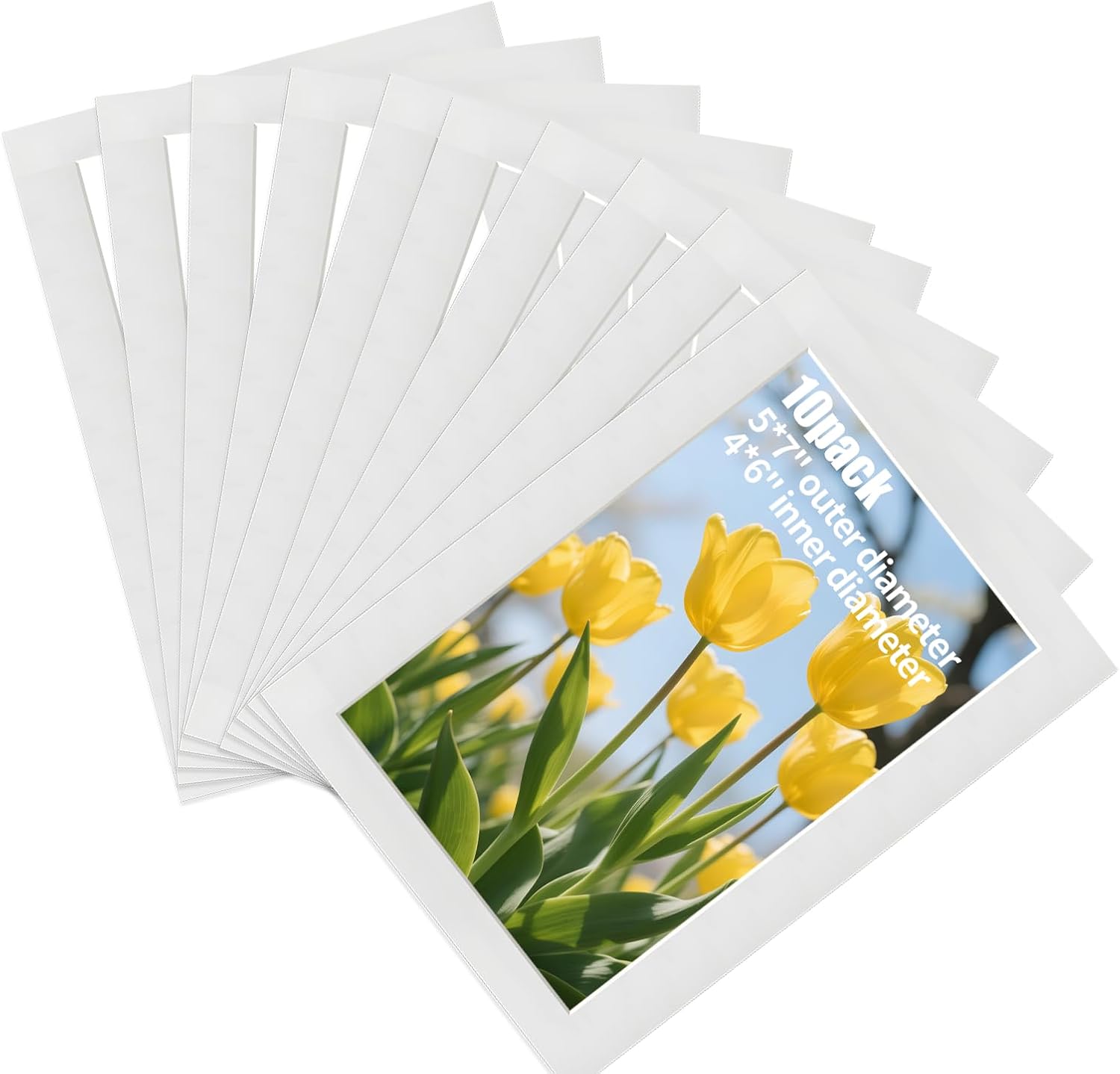 10 Pack 5x7 Inches Picture Frame Mats,Acid-Free Photo Frame Mat with 45° Bevel Cut for 4x6 Pictures,Picture Matting for Artwork and Home Decor