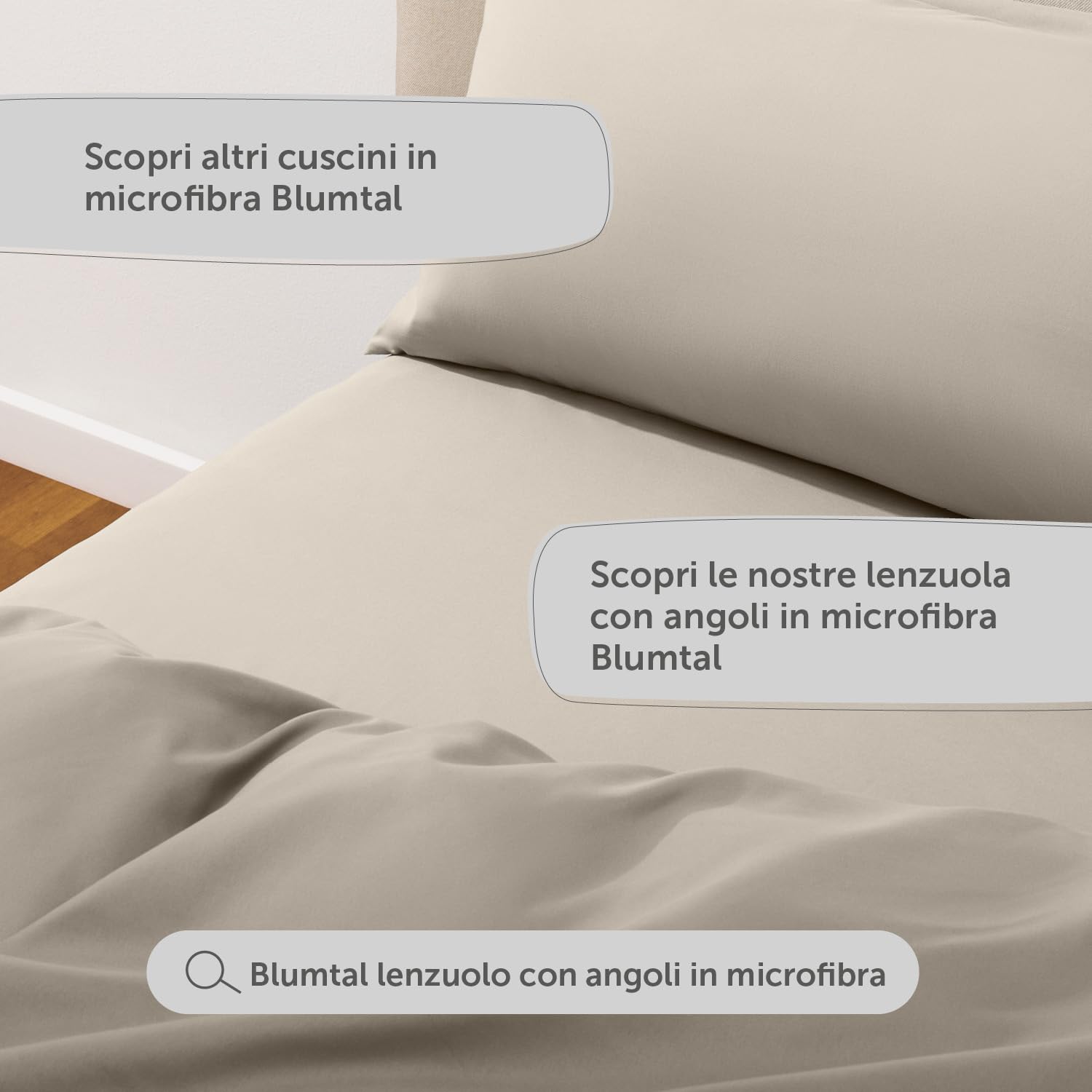 Blumtal Copripiumino Matrimoniale 250x200 e Federe 50x80 - Set di Lenzuola in microfibra extra morbida certificata Oeko-Tex, Set Copripiumino Matrimoniale con 2 Federe - 3 pezzi - Taupe