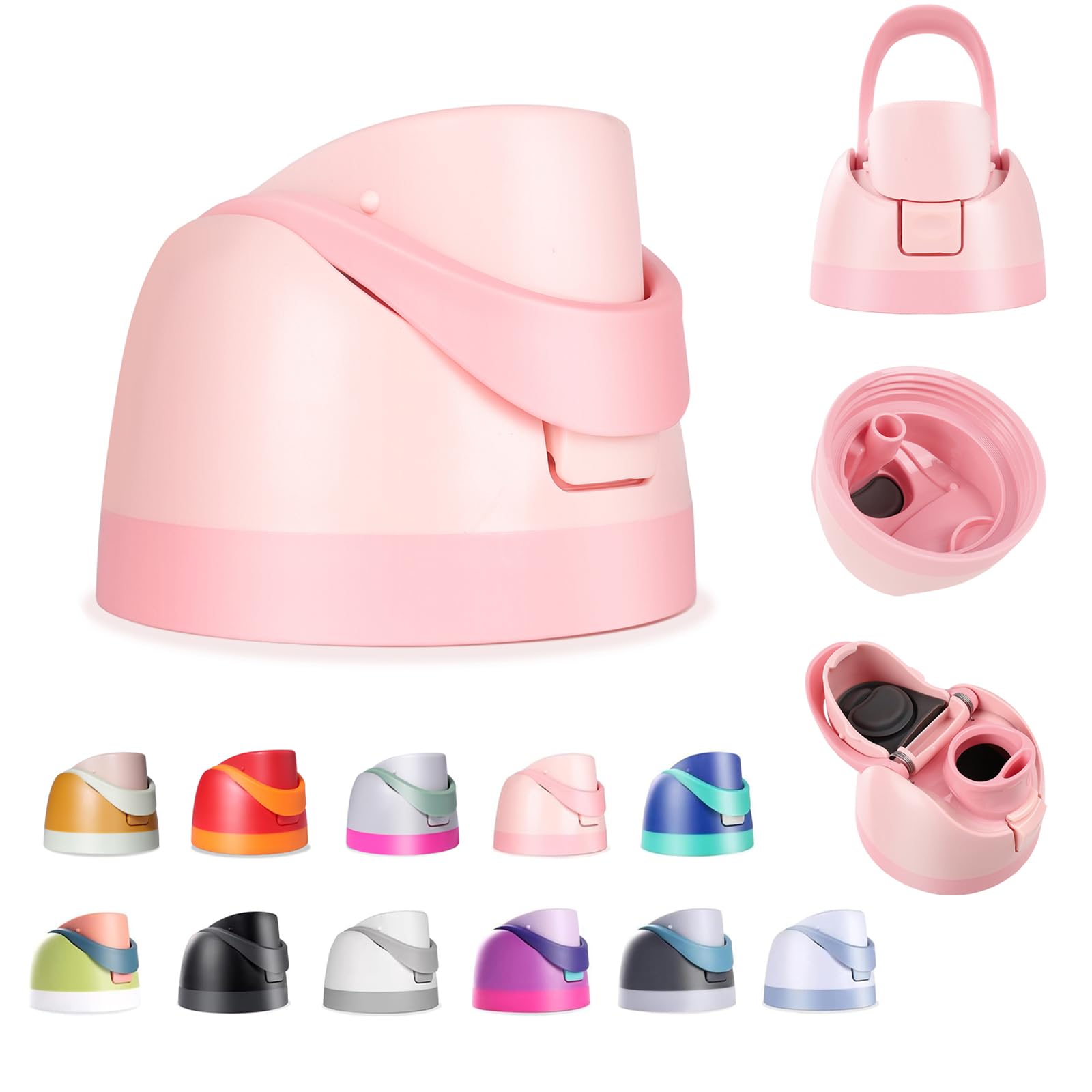 Renyqatt Replacement Lid for Owala Freesip, Compatible with Owala Cup 16oz 24oz 32oz 40oz, One Button Water Bottle Top Lid Replacement Accessory, Leakproof, BPA-Free (Pink)