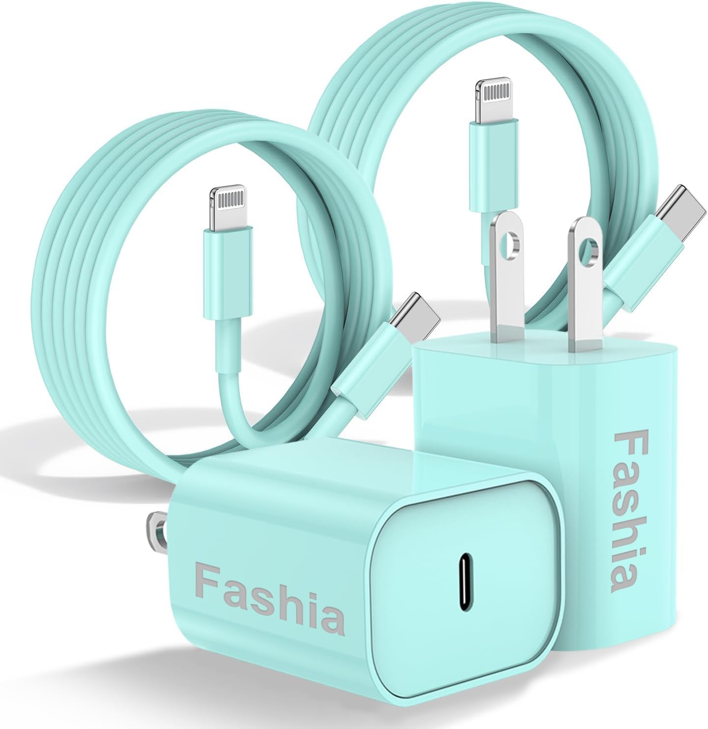 Fashia Phone Charger Fast Charging[10FT], Charger with Long USB C to Lightning Cable for Phone 14/13/12 Pro Max,20W USB C Charger Block and Chargeur Phone Fast Charing Cord(Green)