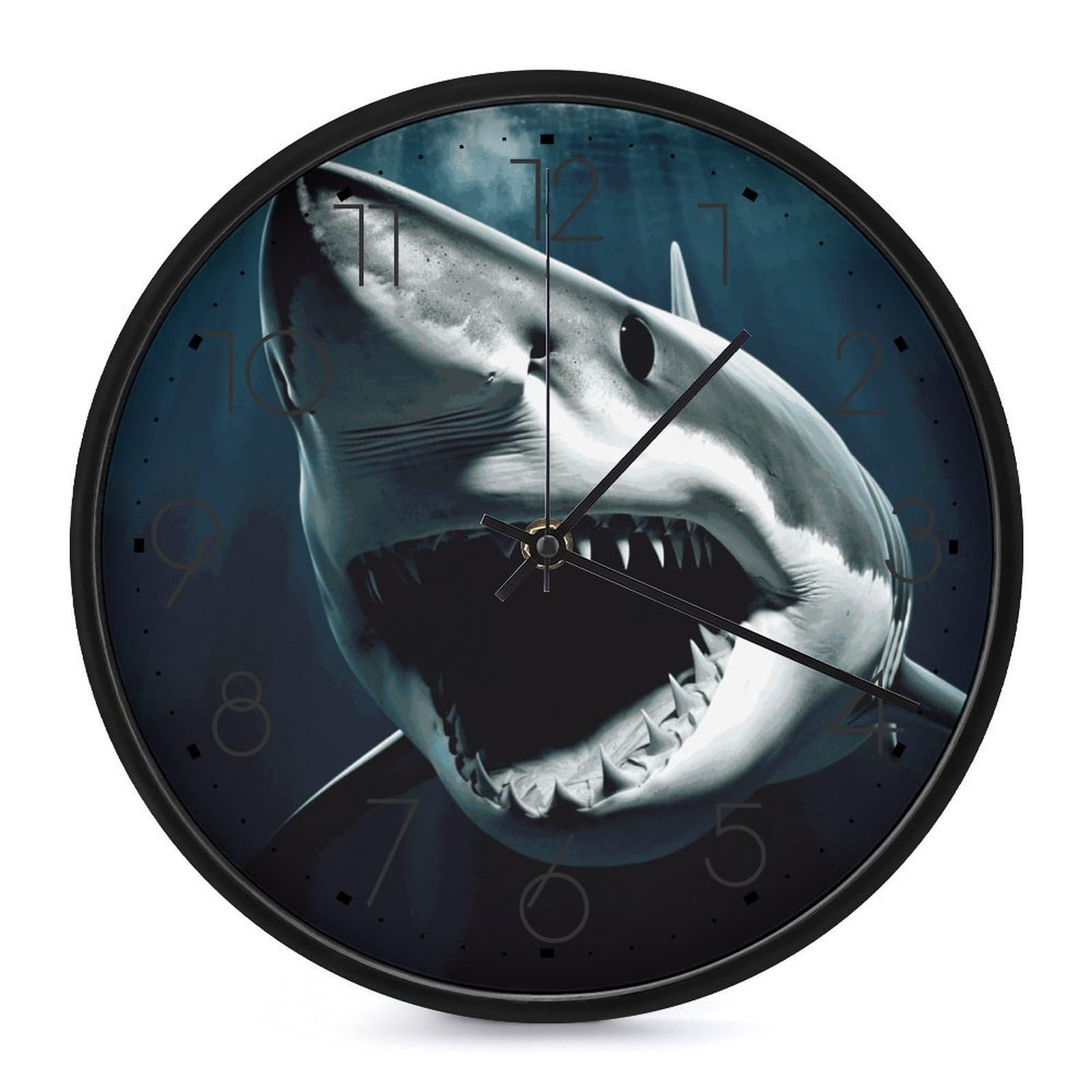 Adfgyerh Black-Style Shark Clock，9.8 Inch Battery Operated Wall Clock Classic Simple, Decorative Wall Clock.analog Clock For Kitchen Office Bathroom Bedroom.
