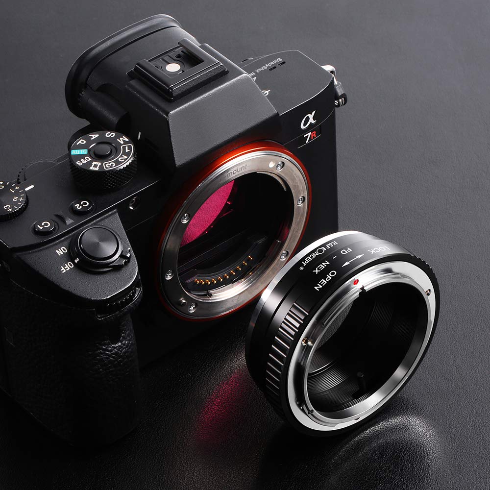 K&F CONCEPT- Adaptador de Enfoque Manual, Compatible con Objetivos Lentes Canon FD FL y Cuerpos de Cámara Sony Alpha NEX E-Mount Cámara Adaptador Sony Alpha NEX-7 NEX-6 NEX-5N NEX-5
