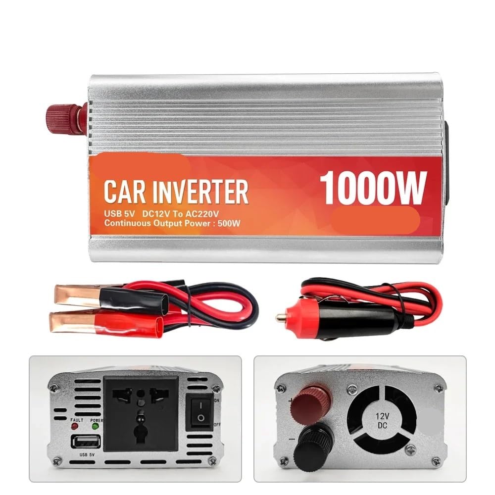 nversor de Corriente, Inversor de Corriente alterna for Coche de 12 V, 200 W a 1000 W, con Cargador de Onda sinusoidal USB de 5 V.(5000W)