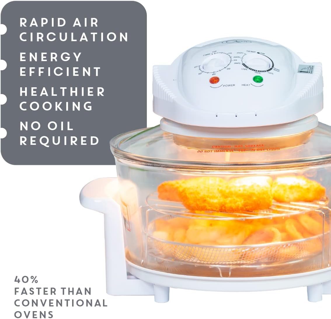 Frytkownica halogenowa 1300 W, 12 l, pokrętła do regulacji czasu i temperatury, piekarnik wielofunkcyjny do kuchni i jadalni. Frytkownica halogenowa 1300 W, pojemność 12 l.