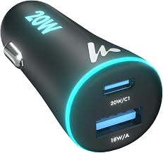 PD 20W Wozoyo Car Charger with Type-C &amp; USB A, Power Delivery, PPS &amp; QC 3.0, Dual Port Fast Charging (20W + 18W), 12V–24V ...