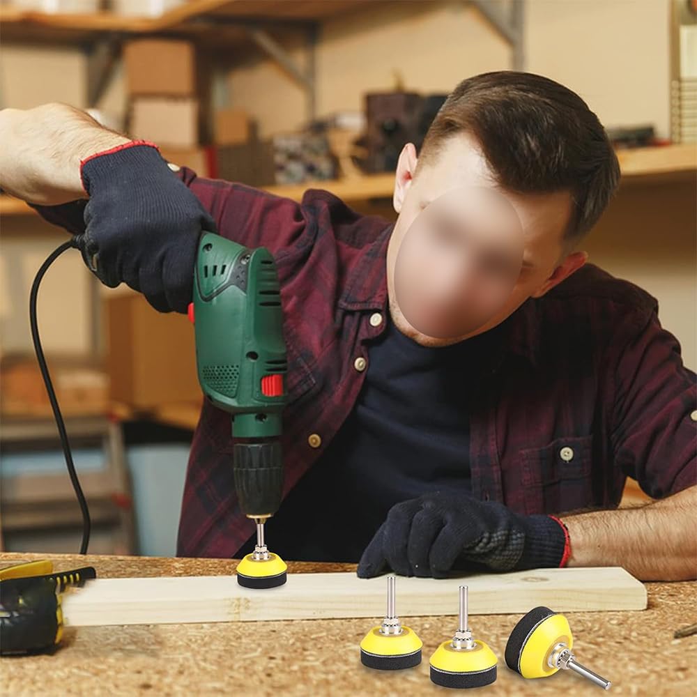 Cuscinetto per disco abrasivo da 4 pezzi Gancio posteriore morbido e cuscinetto ad anello per disco abrasivo da 50 mm Attacco per trapano con gambo da 1/4" Cuscino in strato di schiuma