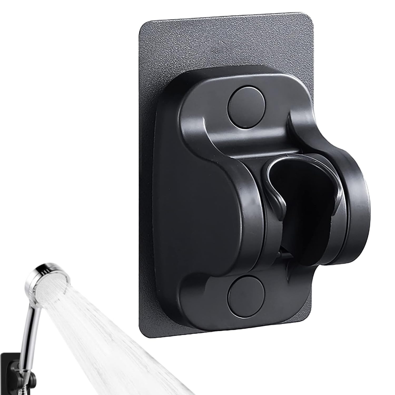 Punch-Free Handheld Shower Head Bracket - Self-Adhesive Bathroom Nozzle Mount, No Drilling Adjustable Pressure Traceless Holder in Noir